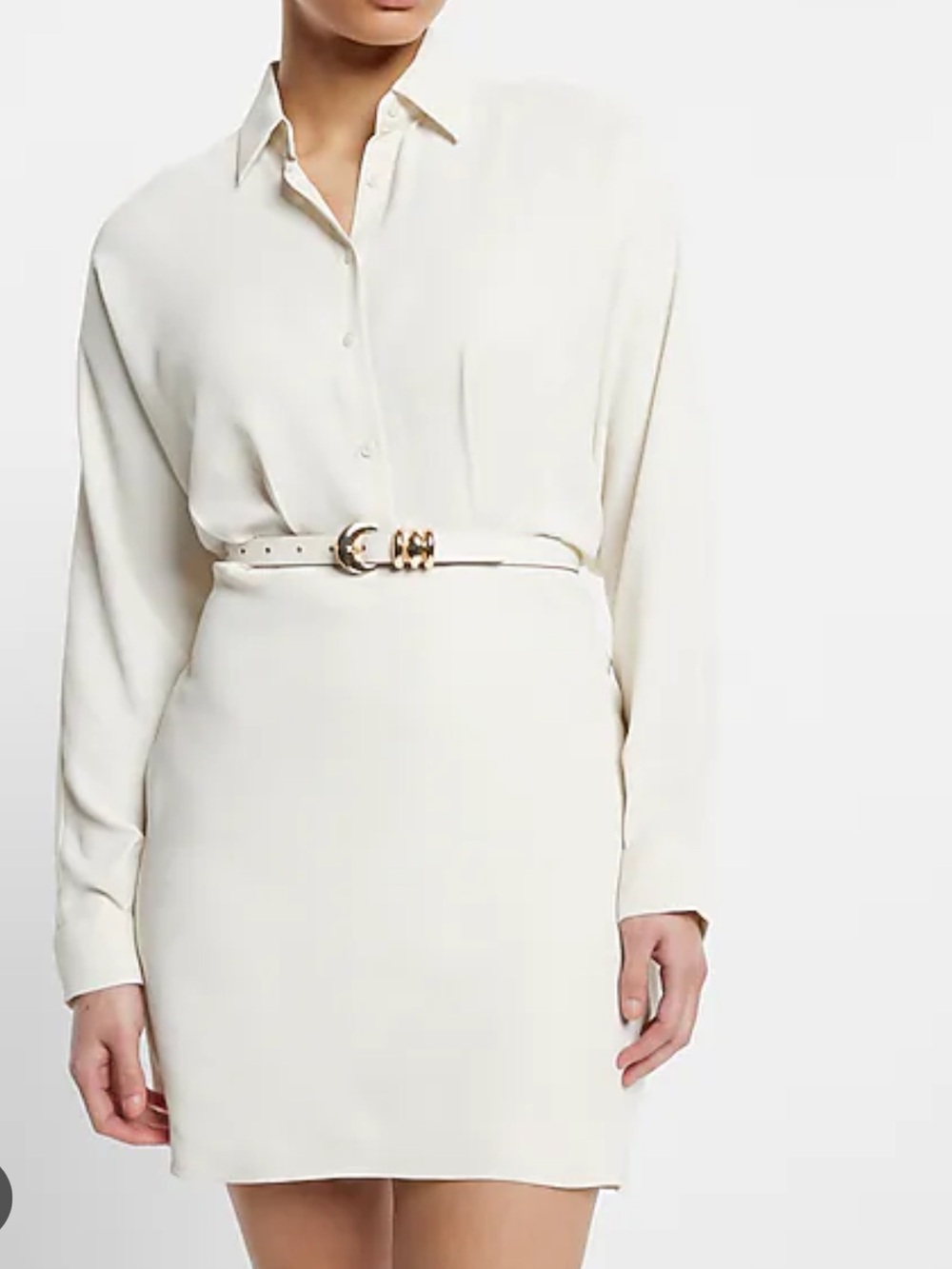 Collared Half Button Up Mini Portofino Shirt Dress